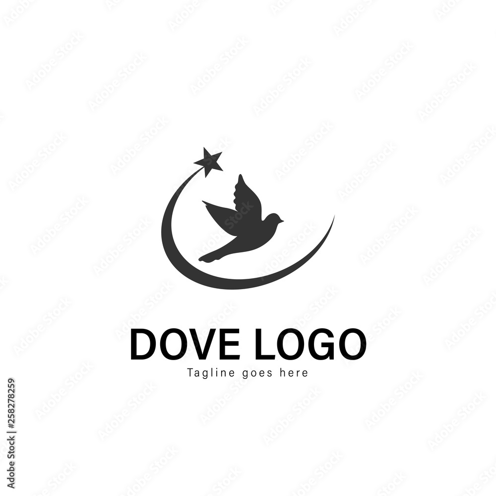 Dove logo template design. Dove logo with modern frame vector design Dove logo template design. Dove logo with modern frame vector design