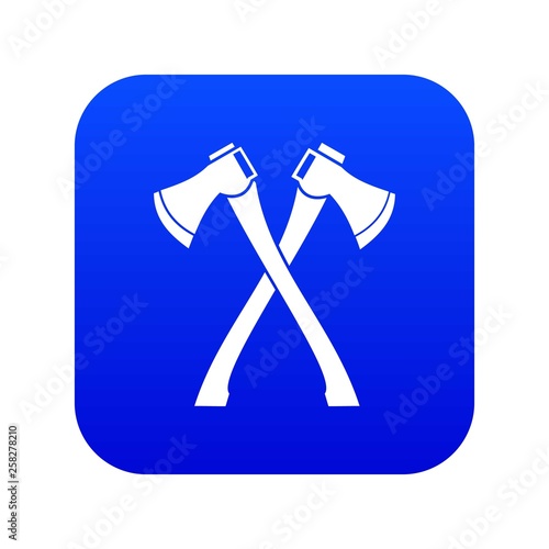 Two crossed axes icon digital blue for any design isolated on white vector illustration