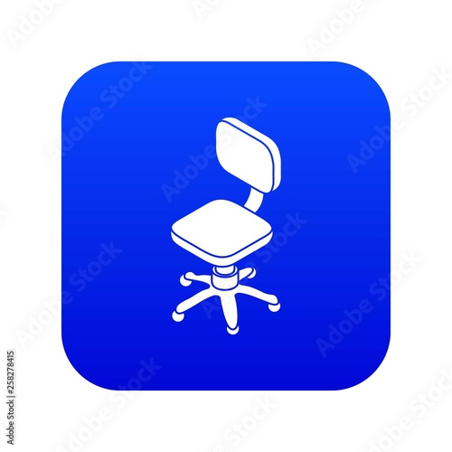 Small wheel chair icon blue vector isolated on white background