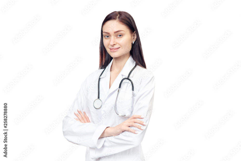 portrait of woman in doctor lab coat portrait of woman in doctor lab coat