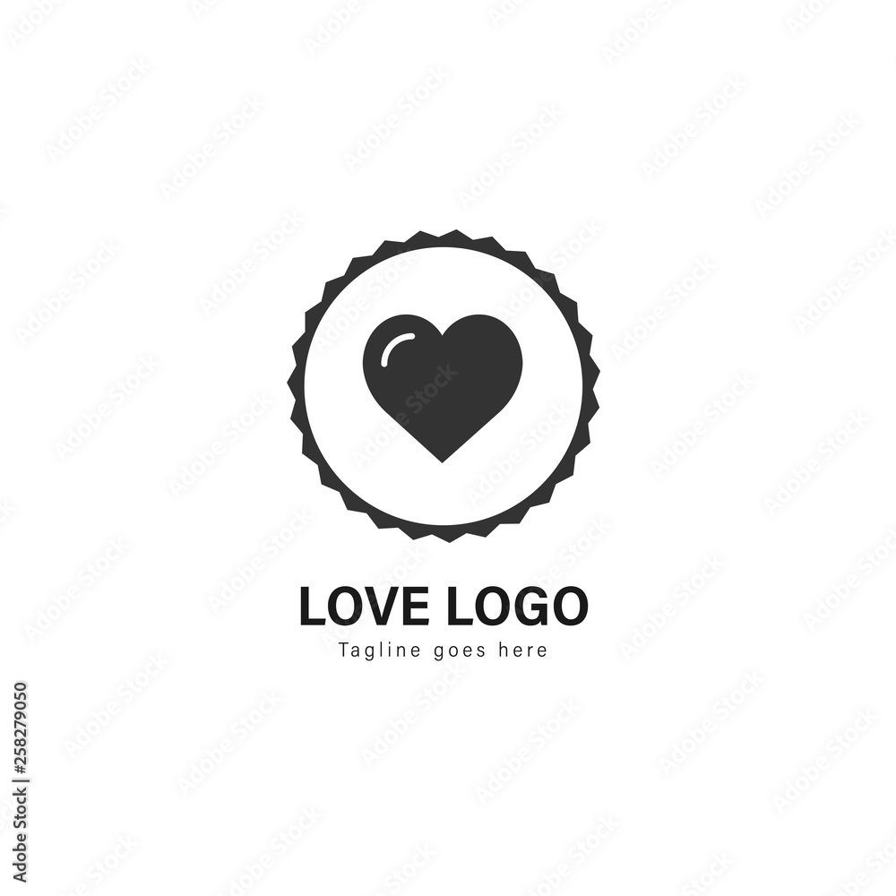 Love logo template design. Love logo with modern frame vector design