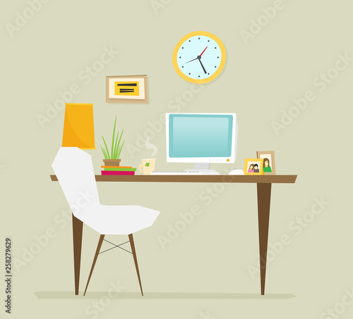 Workstation, flat design