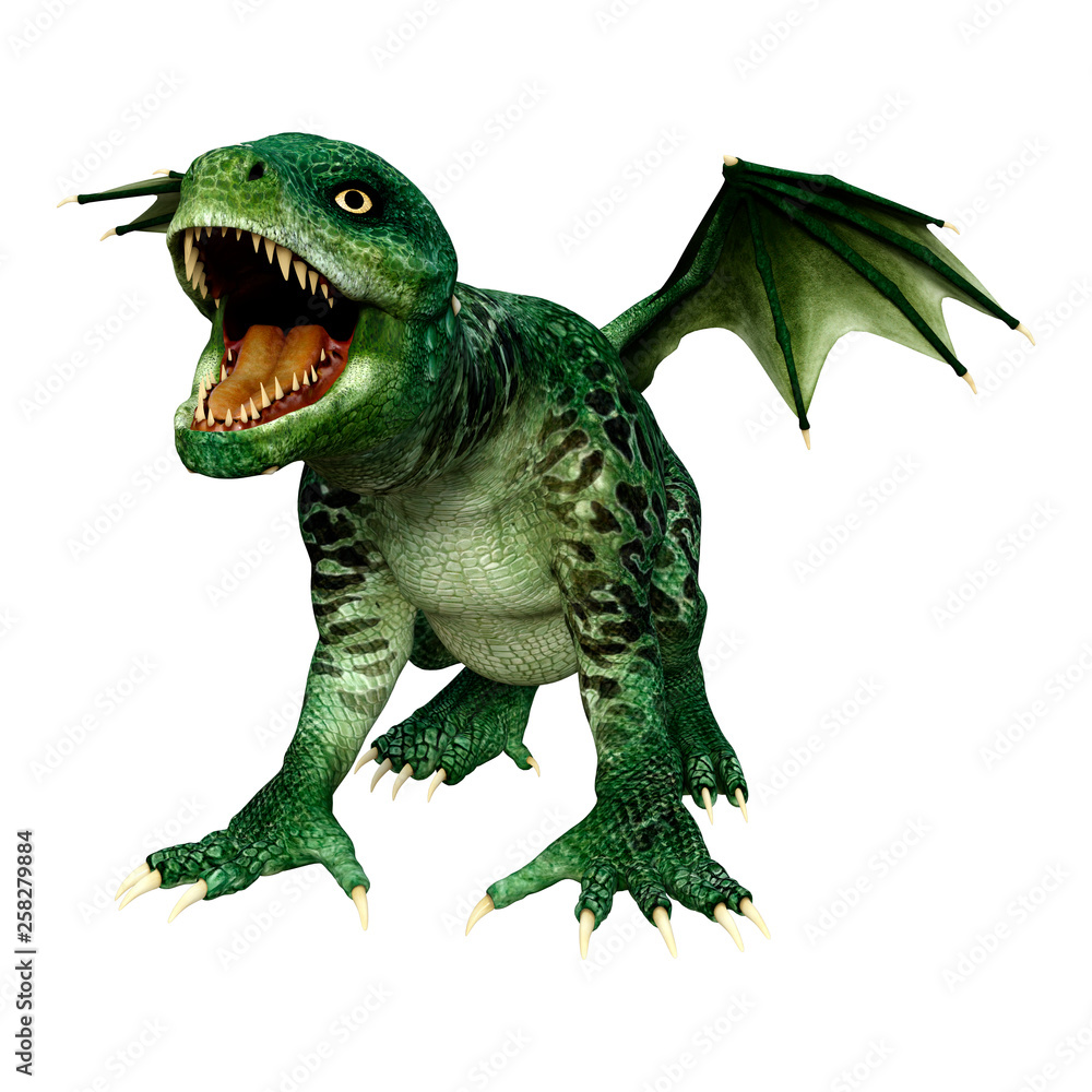 Fototapeta premium 3D Rendering Fairy Tale Dragon on White