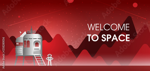 Flat vector astronaut standing on Mars