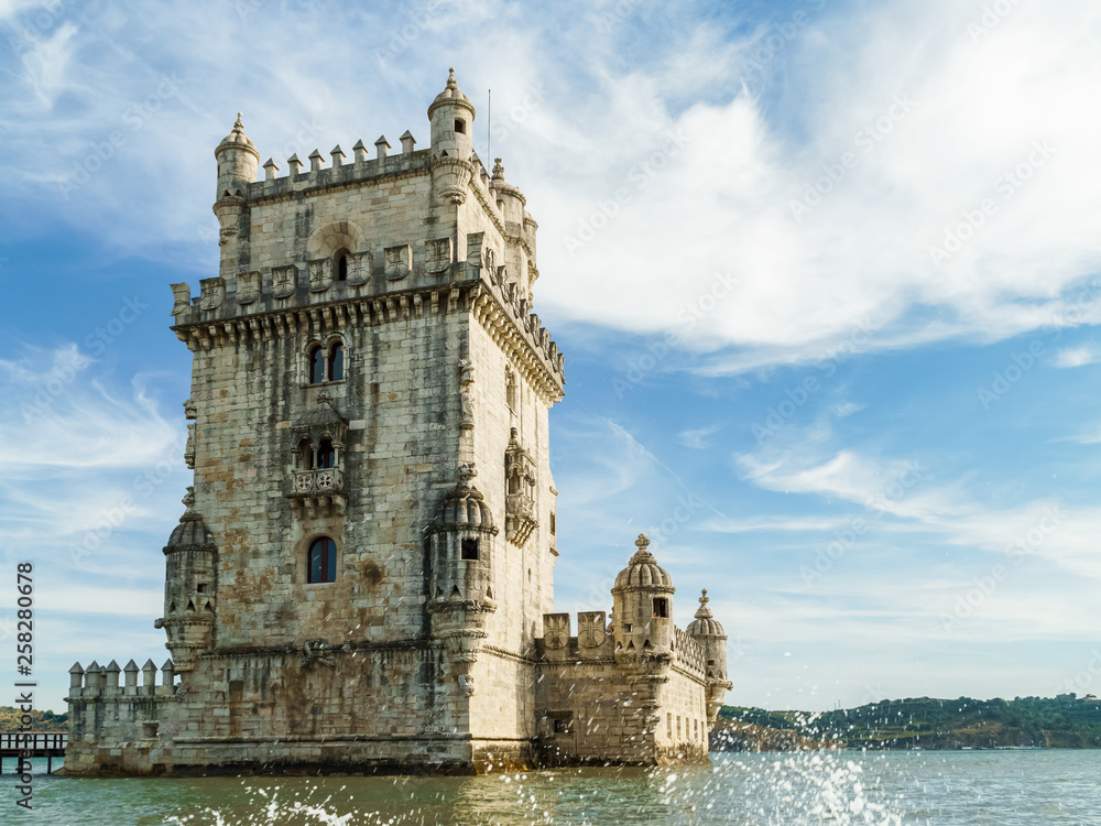 Belem Tower of Saint Vincent (Torre de Belem) Is A Fortified Tower In Lisbon, Portugal Belem Tower of Saint Vincent (Torre de Belem) Is A Fortified Tower In Lisbon, Portugal