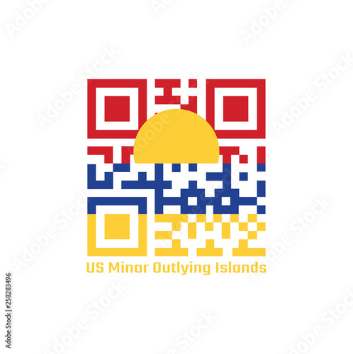 QR code set the color of United States Minor Outlying Islands flag in red blue and yellow color.