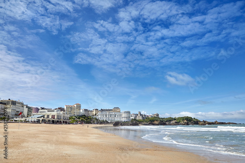 Sandy beach of Biarritz. Atlantic coast of southwest France. French seaside resort © mikeosphoto