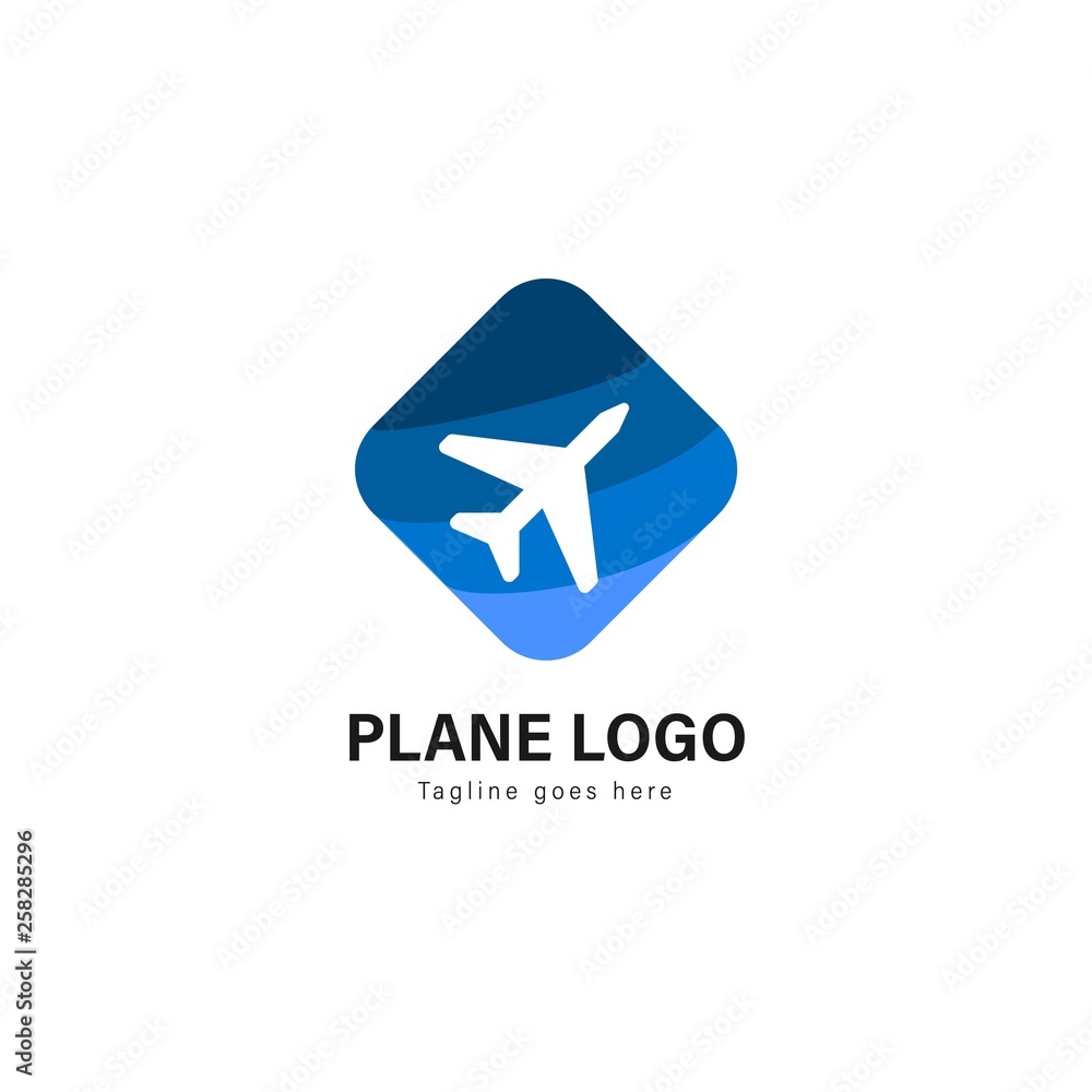 Plane logo template design. Plane logo with modern frame vector design Plane logo template design. Plane logo with modern frame vector design