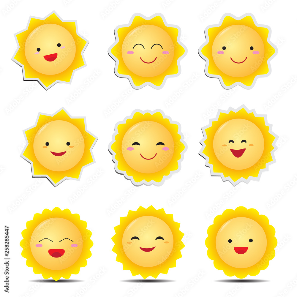Cute cartoon sun emoticons Cute cartoon sun emoticons