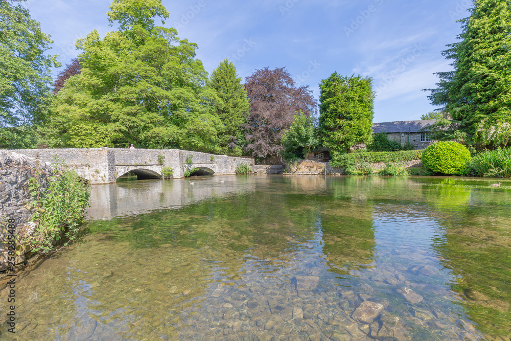 Bridge over the river near the famous town of Bakewell, England