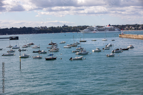 Yachts and boats moored in harbour of Saint-Malo  Brittany  France