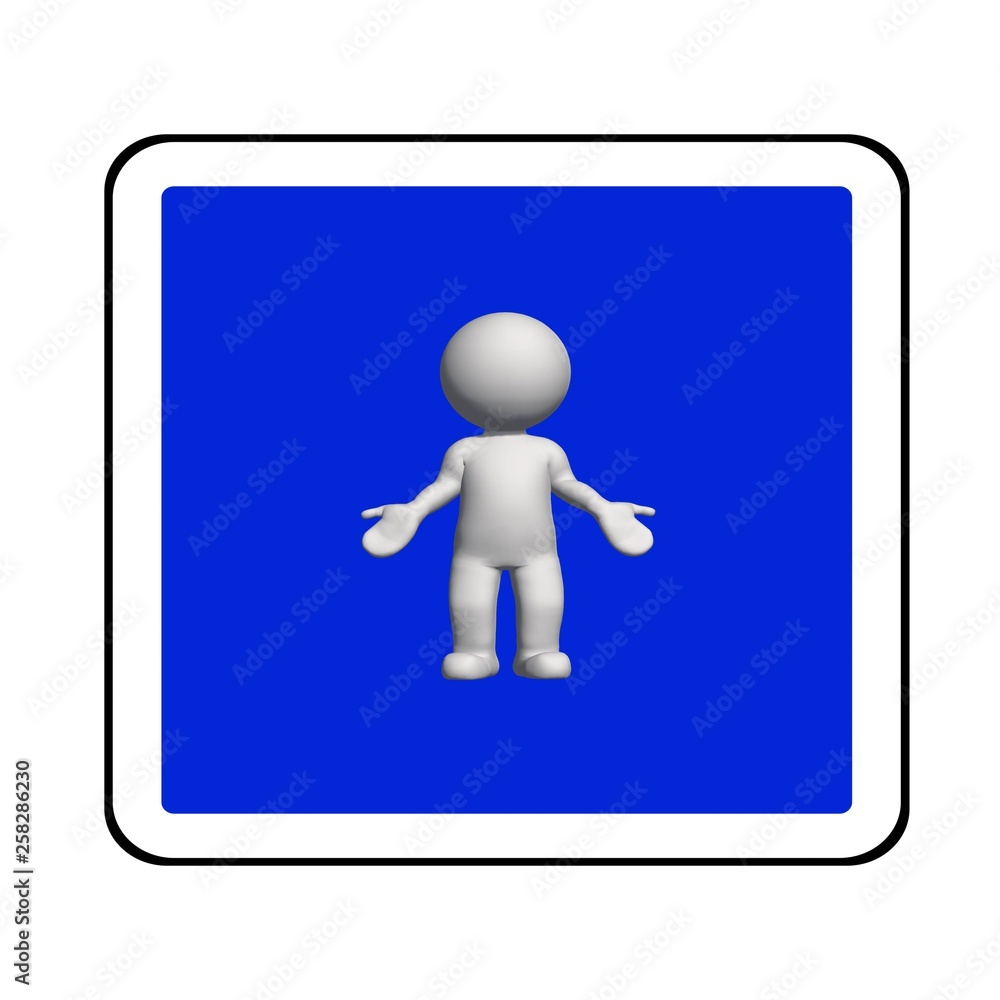 road sign - white 3D man on blue sign shows no idea - isolated on white background road sign - white 3D man on blue sign shows no idea - isolated on white background