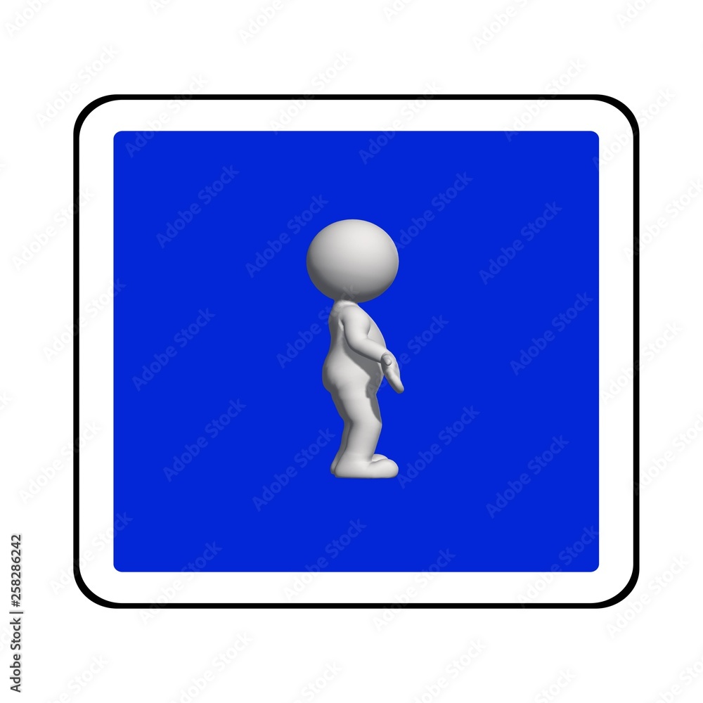 road sign - white 3D man on blue sign shows no idea - isolated on white background road sign - white 3D man on blue sign shows no idea - isolated on white background