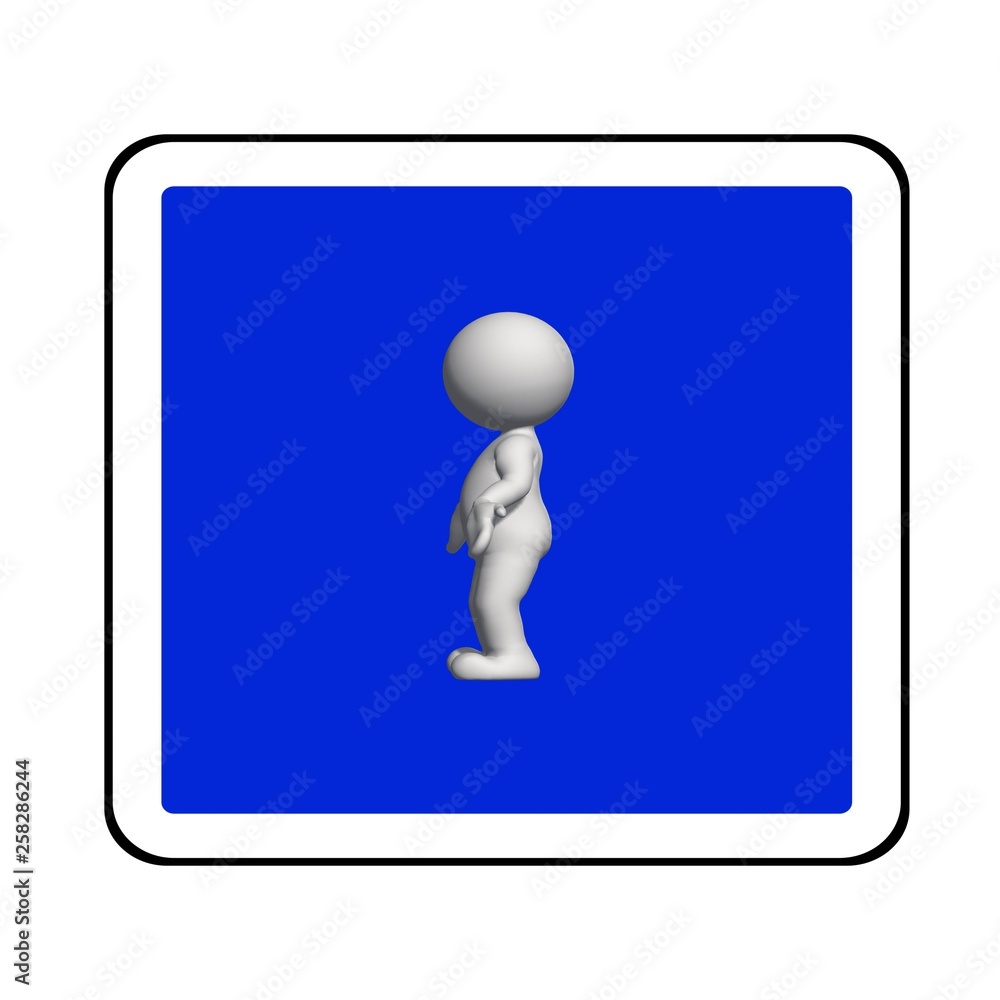 road sign - white 3D man on blue sign shows no idea - isolated on white background road sign - white 3D man on blue sign shows no idea - isolated on white background