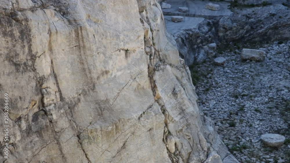 Apuan Alps, Carrara, Tuscany, Italy. Ancient quarry of white marble from the Roman period. The ancient Romans extracted white marble from the mountains of Carrara Apuan Alps, Carrara, Tuscany, Italy. Ancient quarry of white marble from the Roman period. The ancient Romans extracted white marble from the mountains of Carrara