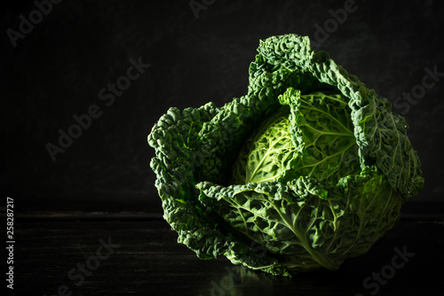 green kale with black background