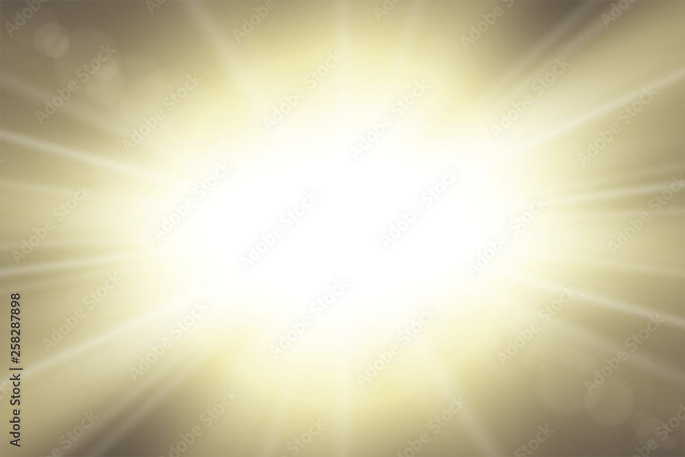 © alona_s - Sun rays. Starburst bright effect, isolated on dark background. Gold light star flash. Abstract shine beams. Vibrant magic sparkle explosion. Glowing burst, lens effect. Vector illustration