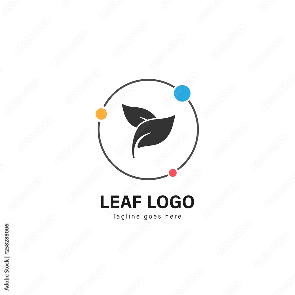 Obraz premium Leaf logo template design. Leaf logo with modern frame vector design