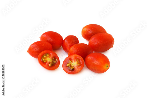 Cherry Tomatoes on white background.Lycopersicon esculentum Mill.Helps the body to fight asthma up to 45%.Help prevent dementia or Alzheimer's disease.With Clipping Path