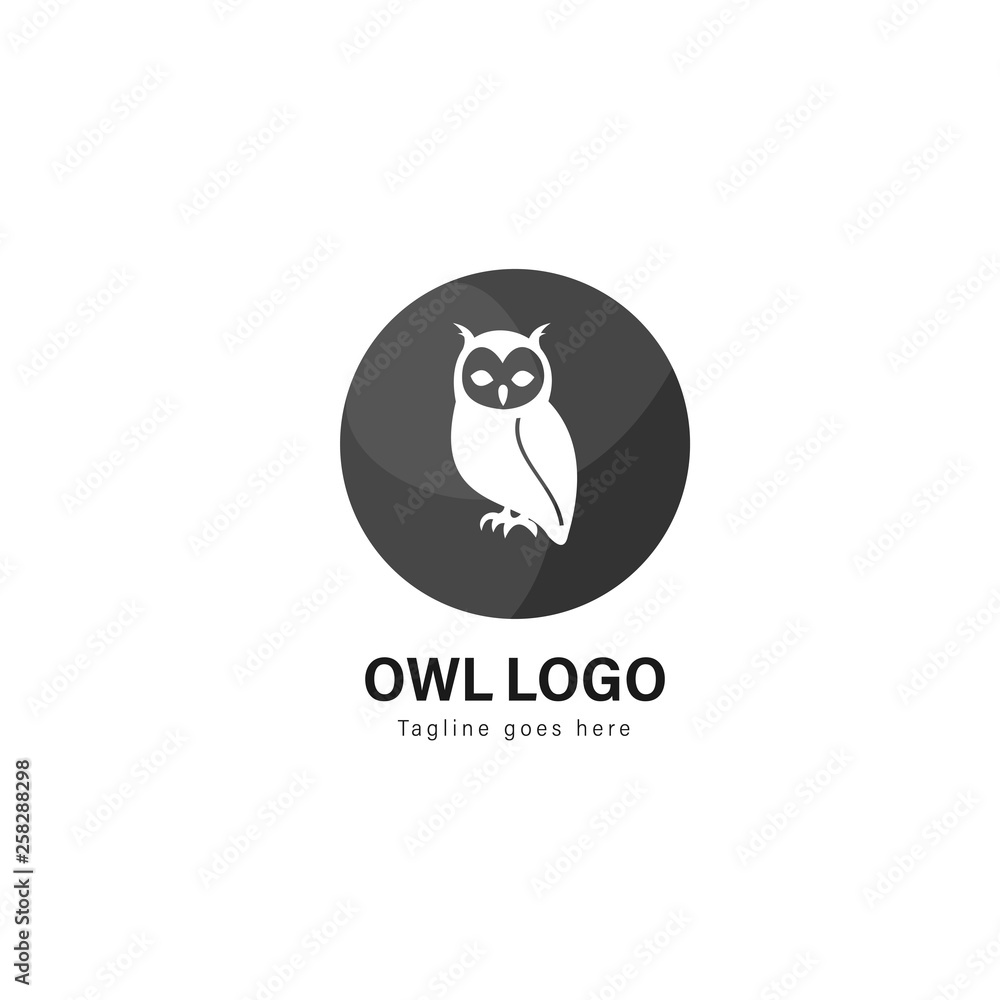 Owl logo template design. Owl logo with modern frame vector design Owl logo template design. Owl logo with modern frame vector design