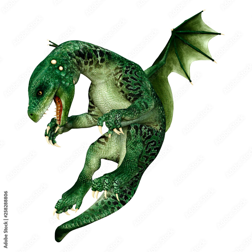 Fototapeta premium 3D Rendering Fairy Tale Dragon on White