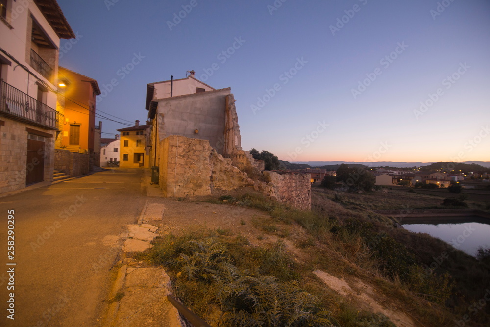 Mora de Rubielos village by night in Teruel Aragon Spain