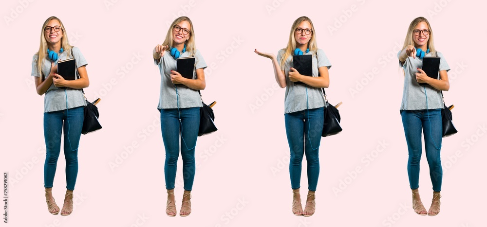 Set of student young blonde girl Set of student young blonde girl