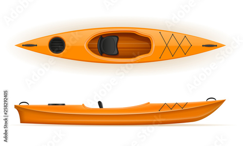 plastic kayak for fishing and tourism vector illustration