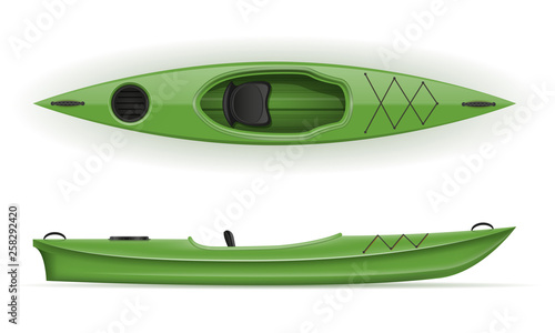 plastic kayak for fishing and tourism vector illustration
