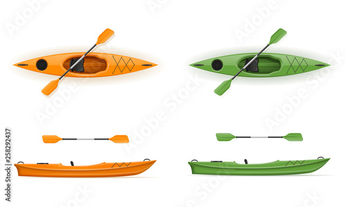 plastic kayak for fishing and tourism vector illustration