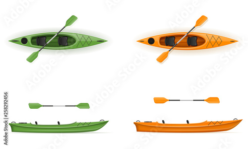 plastic kayak for fishing and tourism vector illustration