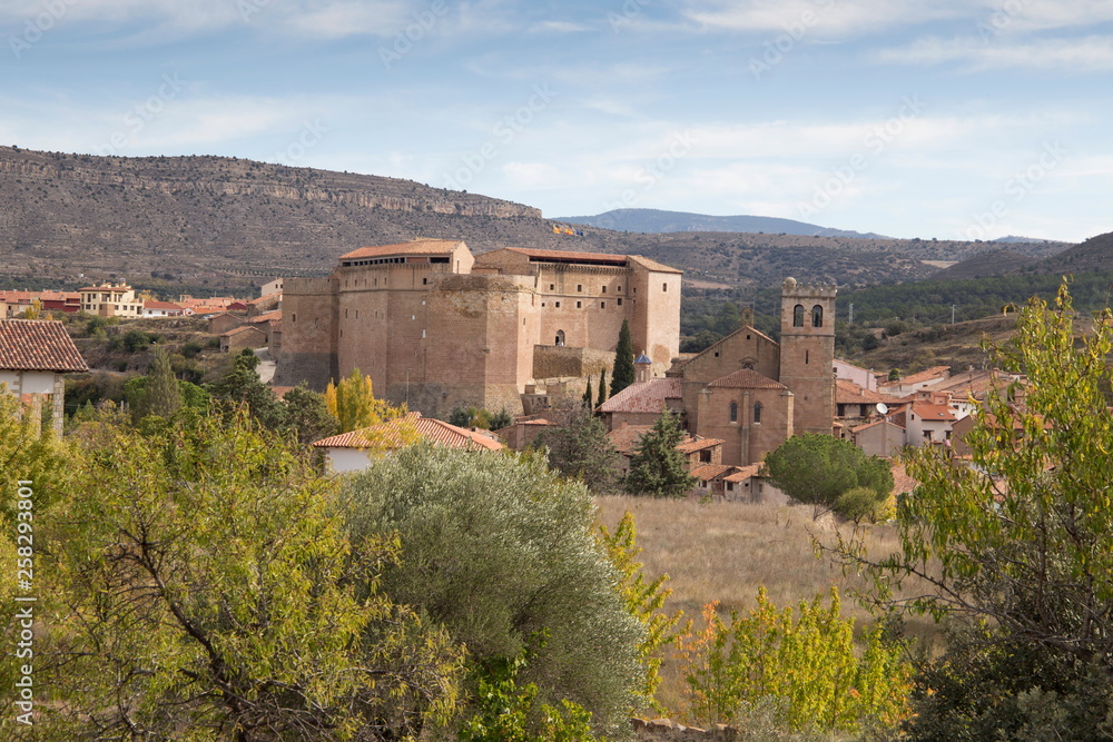 Autumn in Mora de Rubielos village Teruel Aragon Spain