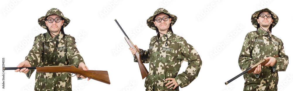 Funny soldier isolated on white Funny soldier isolated on white