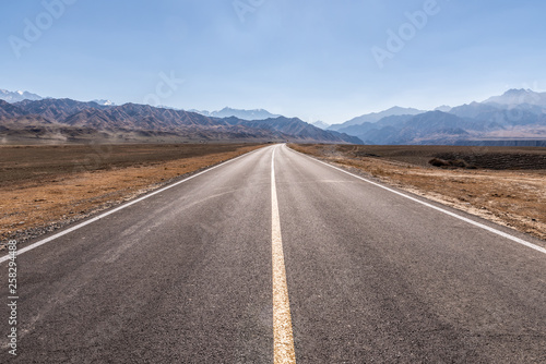 Highway across the Grand Canyon, Xinjiang, China 