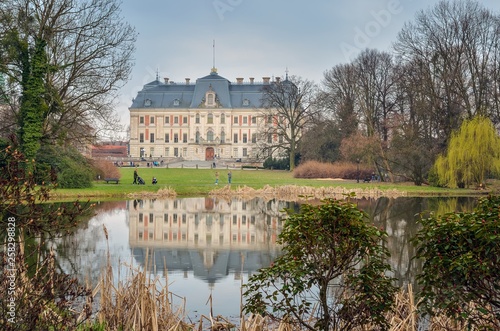 Beautiful historic castle in Pszczyna, Poland. Neo baroque castle in a beautiful park.