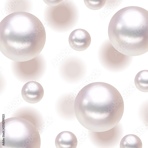 Shiny natural white pearl with light effects seamless pattern for design