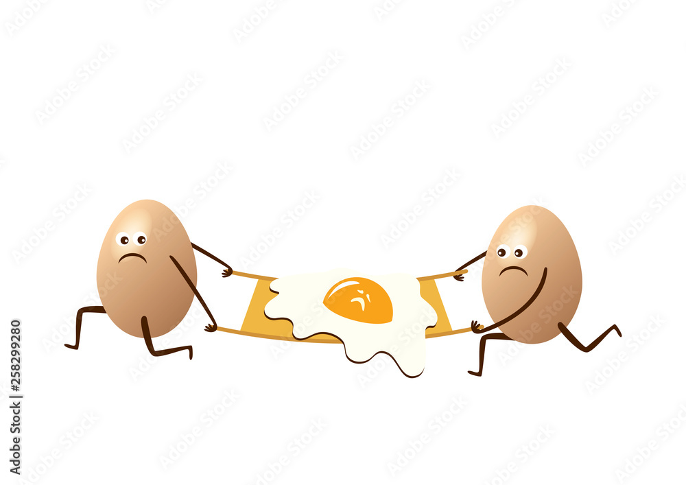 Broken egg on a medical stretcher icon vector. Easter accident cartoon  character. Funny eggs drawing. Sick egg with paramedics vector Stock Vector  | Adobe Stock