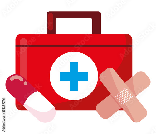 medical kit with medicine icons