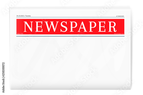 Blank newspaper template. Folded magazine cover page.