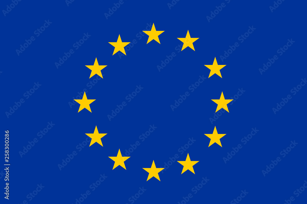 Flag of Europe with 12 golden stars on blue background. Flag of Europe with 12 golden stars on blue background.