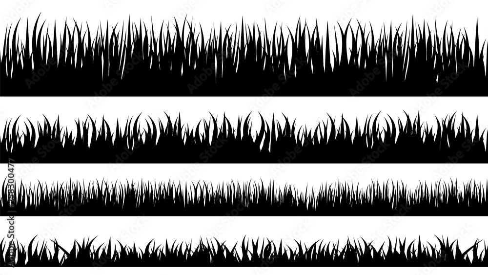 Grass stencil. Isolated greenery silhouettes. Grassland banners for