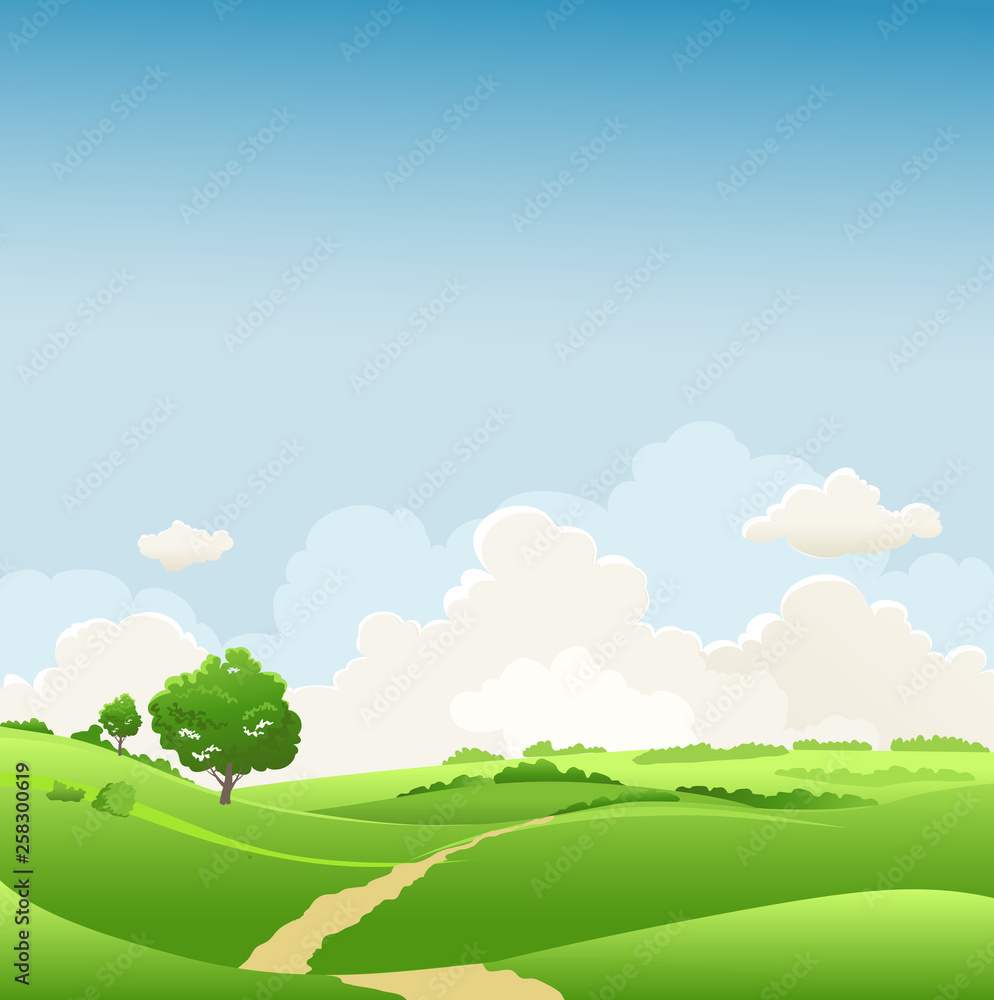 Spring landscape with tree