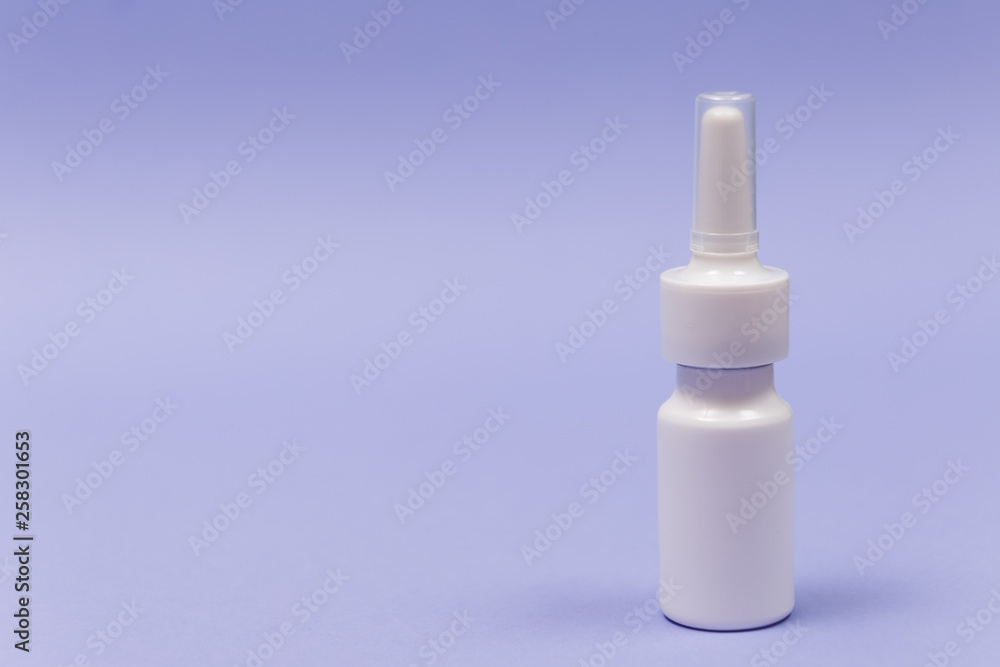 Medical container on a purple background Medical container on a purple background