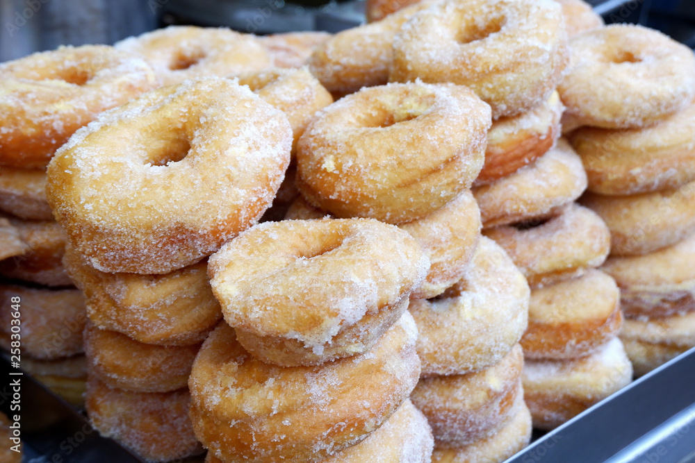 Popular Thai Street Snack - Homemade Baked Sugar Donuts 