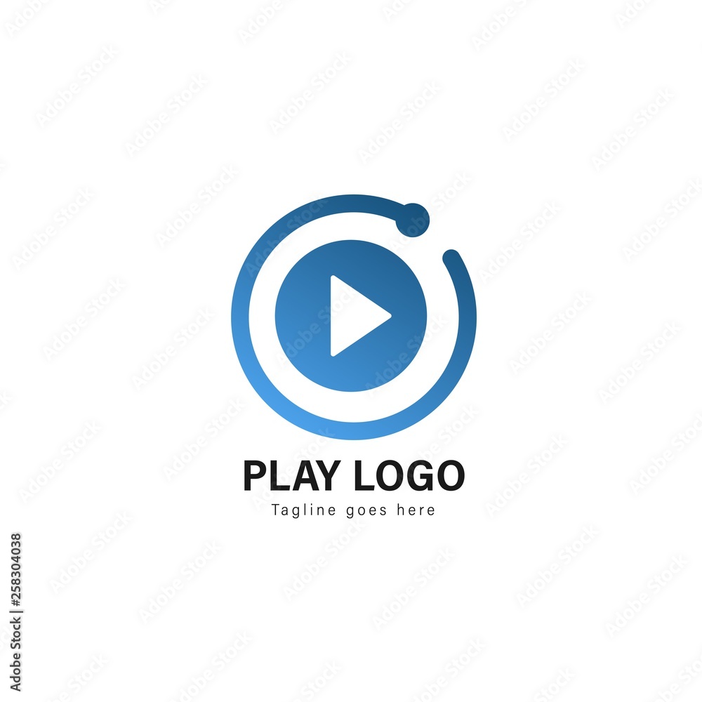 Media play logo template design. Media play logo with modern frame vector design Media play logo template design. Media play logo with modern frame vector design