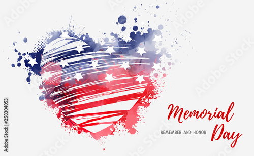 Usa Memorial day watercolored background