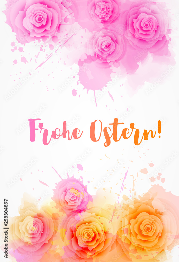Frohe Ostern background with rose flowers