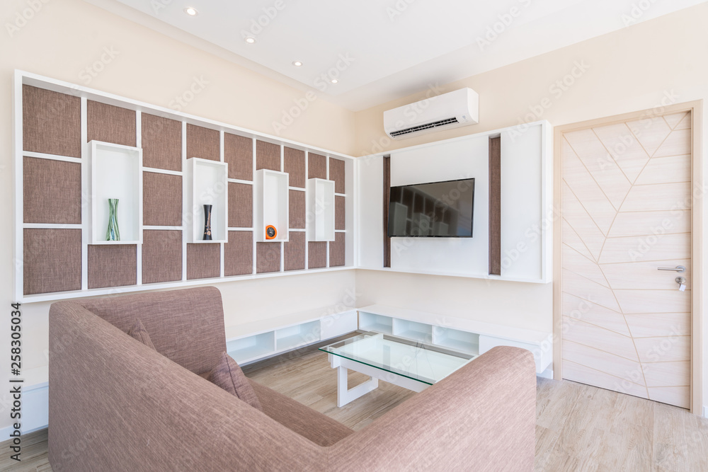 television in Luxury house or home design in living room of pool villas. Airy and bright space ,interior television in Luxury house or home design in living room of pool villas. Airy and bright space ,interior