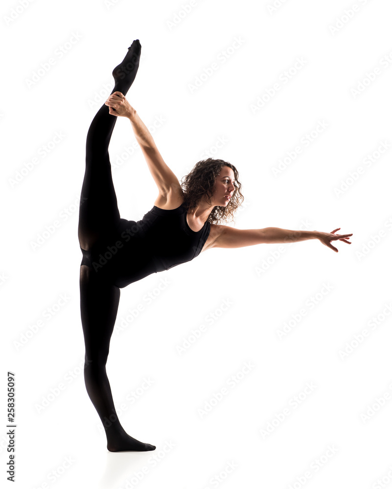 Obraz premium Girl ballet dancer on isolated white background