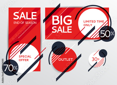 Sale banners set. Sale and discounts. Vector illustration